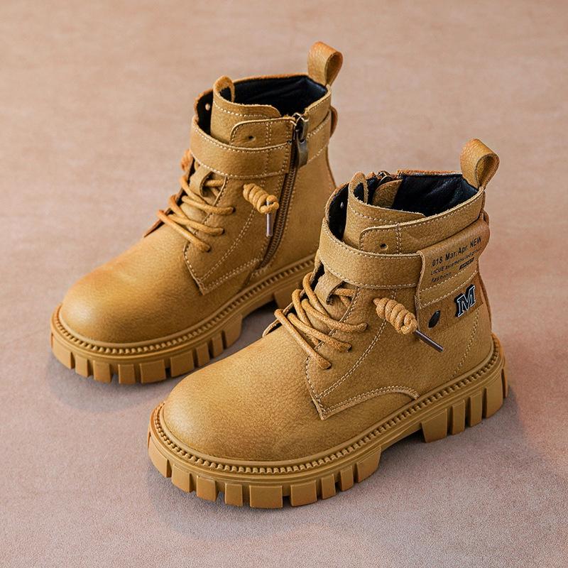 Boys' 2025 Autumn/Winter Fashion Casual Leather Ankle Boots for Middle and Big Kids - Korean Style