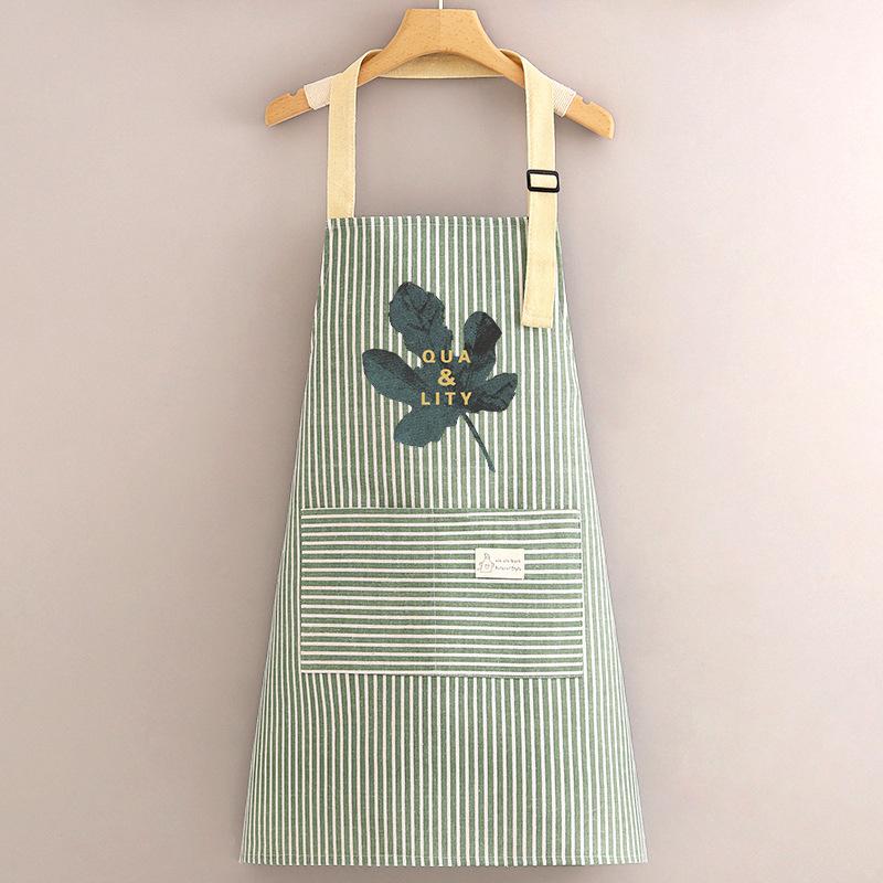Cotton and Linen Long-sleeved Apron Kitchen Home Breathable Anti-fouling Cooking Apron Smock for Women One Size
