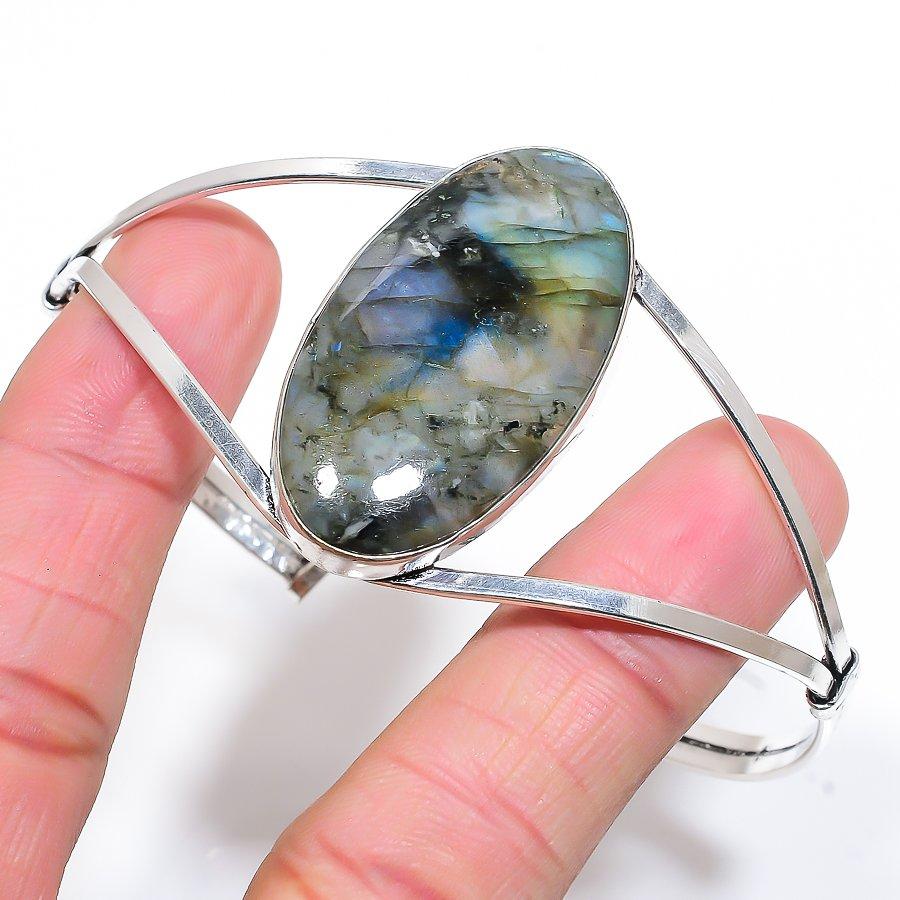 

Labradorite Gemstone Handmade Ethnic Cuff Jewelry Bangle Adjustable SR-10779