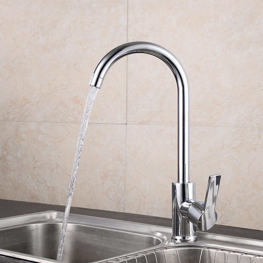 Kitchen Sink Faucet Cold Hot Mixer Tap Deck Mounted Swivel Tap Polished Chrome Plated Sprayer Single Handle Bathroom Faucet