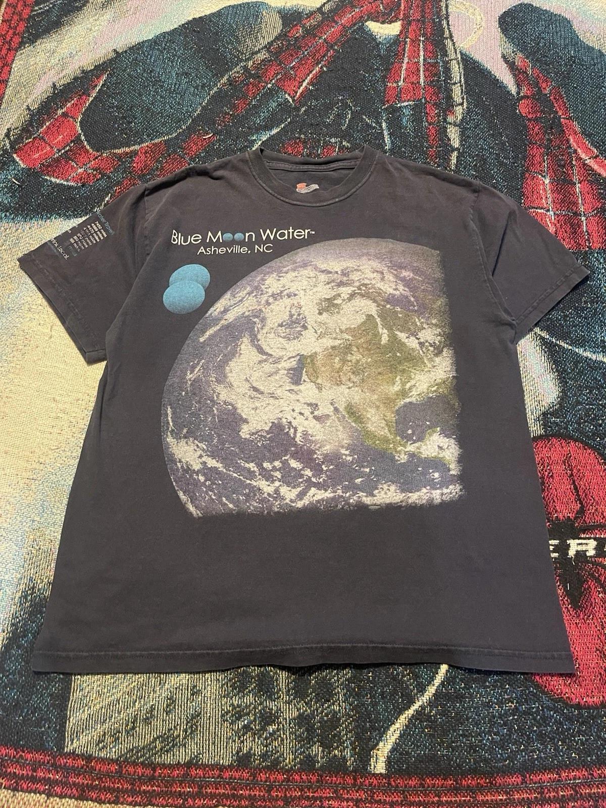 

Vintage Y2K Earth Blue Moon Water AOP Men s M Planet Big Print World Navy M
