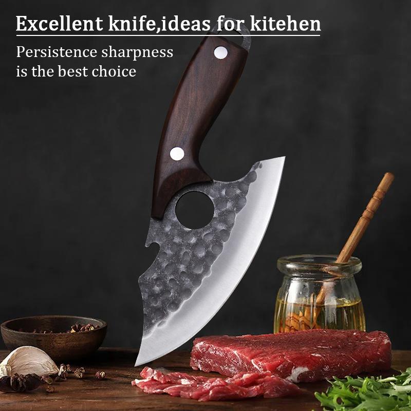 3PCS Stainless Steel Kitchen Chef Knife Hand Forged Boning Knife Cutters Pocket Knife Slicing Cooking Mini Knife Multipurpose Knife