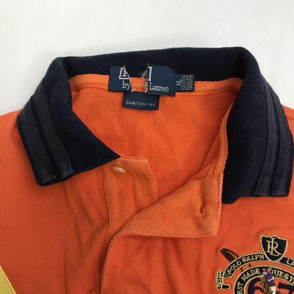 Polo Ralph Lauren Rugby Shirt Long Sleeve Men XL Orange Embroidered vintage(USED)