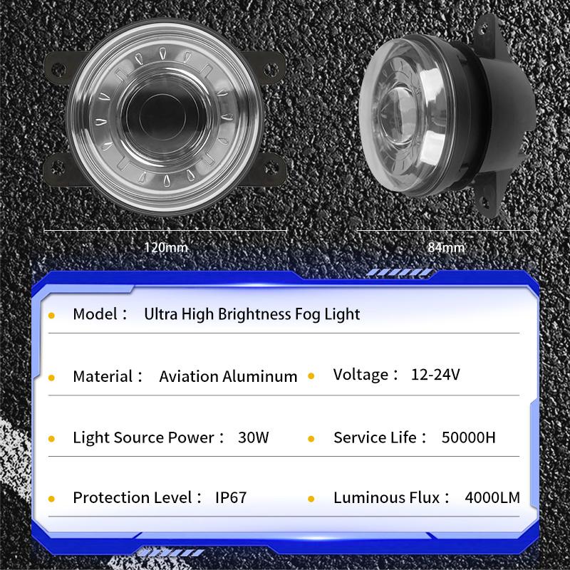 LED Fog Light 3 inch LED Lens White Yellow Light 30W Fog Lamp Assembly for Honda Nissan Porsche 33900-T0A-A01 H451SAJ100