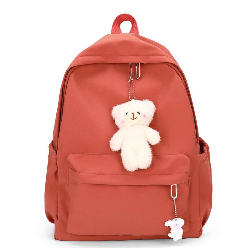 Schoolbag, Korean Style INS Fresh Solid Color Backpack, Large Capacity for Classes, Tutoring, Commuting, Women's Backpack, Travel Lightweight Backpack