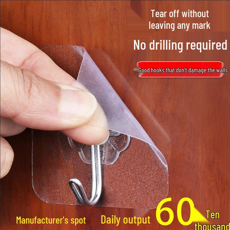 Creative Transparent No-Trace Waterproof Adhesive Hooks for Kitchen & Bathroom - Drilling-Free Wall-Mounted Hooks