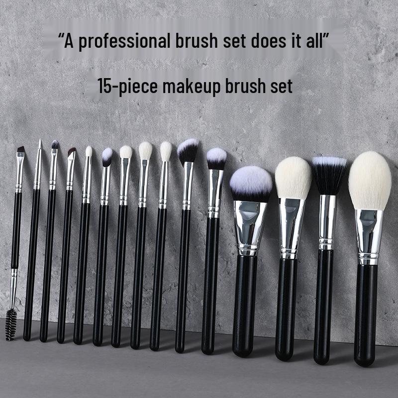 15-Piece Professional Makeup Brush Set for Artists and Schools with Detail Concealer Brush