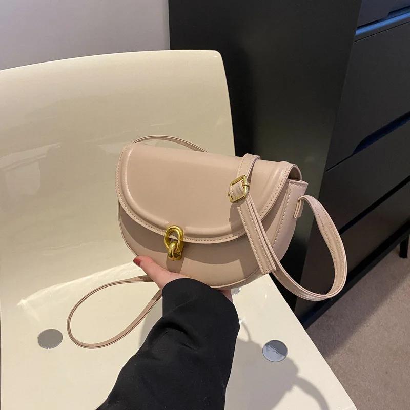 Женская сумка через плечо Trend Texture New Temperament Simple Solid Color Saddle Bag — фото 5