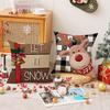 New Christmas Set Linen Pillow Plaid Snowman Print Cushion Indoor Holiday Decoration Sofa Cushion