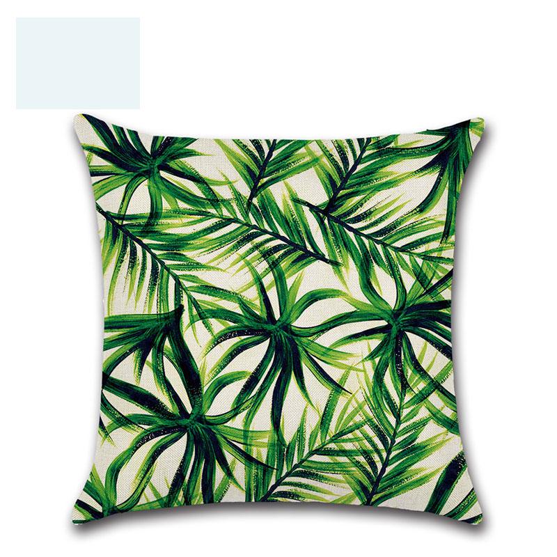 Tropical 18 Green Plant Pillow Case Cotton Sofa Cushion Cover Decorative