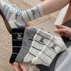 Spring & Summer Korean Style Cartoon Embroidered Puppy Mid-Calf Socks - Women's Academy Stripes Slouch Socks