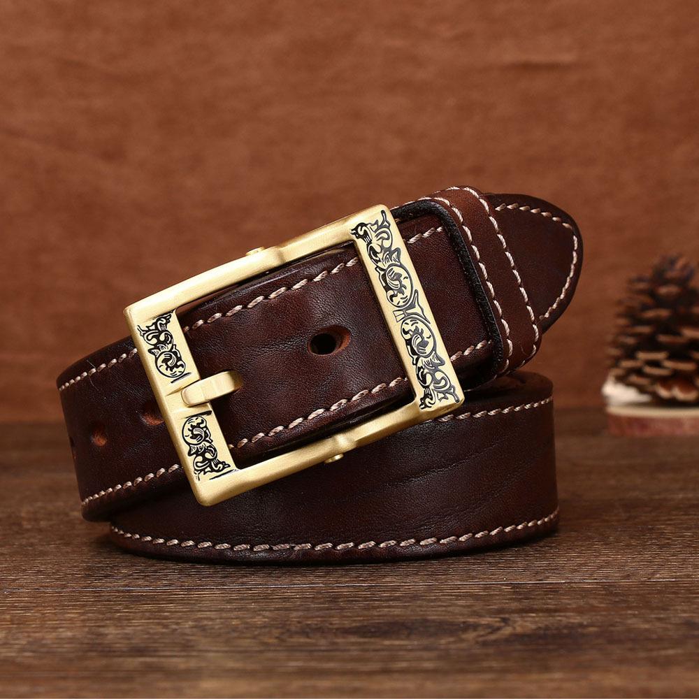 

Утолщенный мужской первый слой ретро ремень персонализированный ремень медная пряжка ремень 125cm