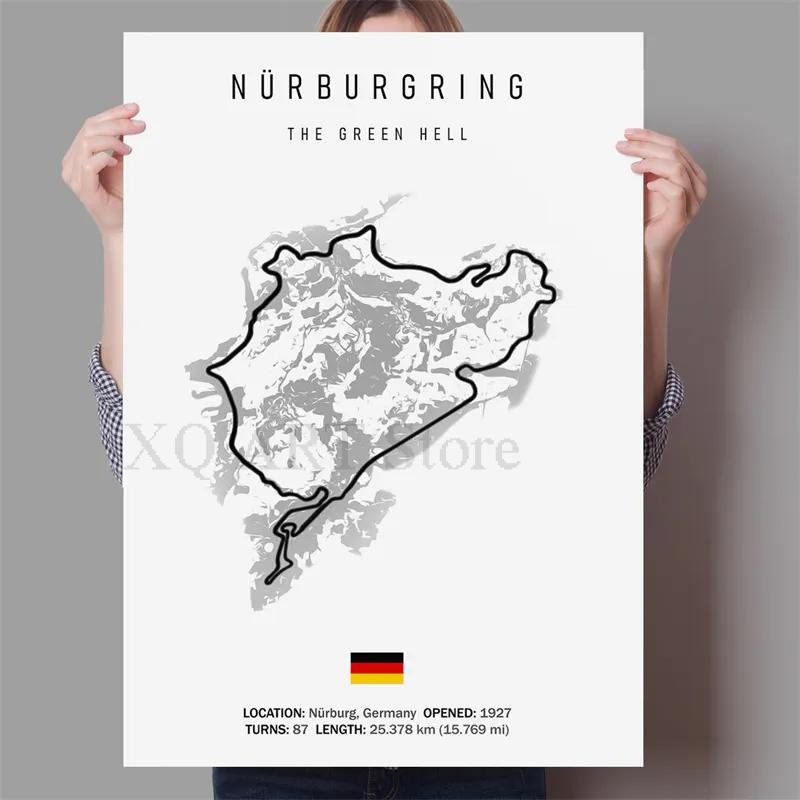 Nordic France Spain Imola Racing Track Circuit Canvas Painting F1 Wall Art Posters Aesthetic Motorsport Decoration Room Decor