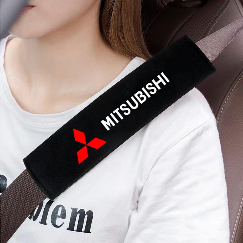 Cxlqbm1 Car Safety Belt Shoulder Pad Safety Strap Cotton Flannel Cover for Mitsubishi Lancer ASX Outlander Pajero Evolution Accessories
