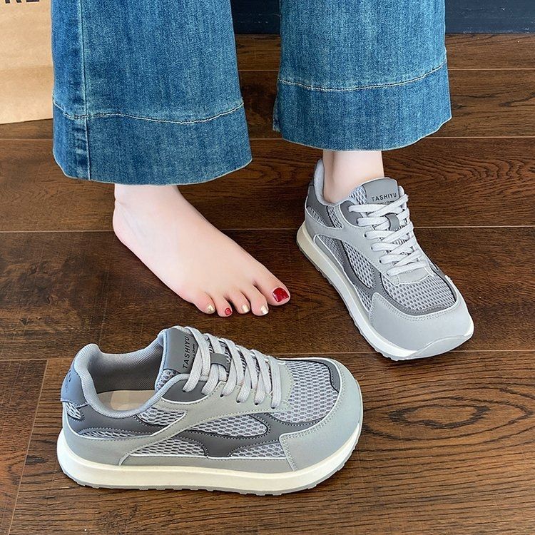 

2025 Dexun new mesh breathable casual sports shoes Forrest Gump shoes casual shoes foreign style women s shoes tide 35 сірий колір