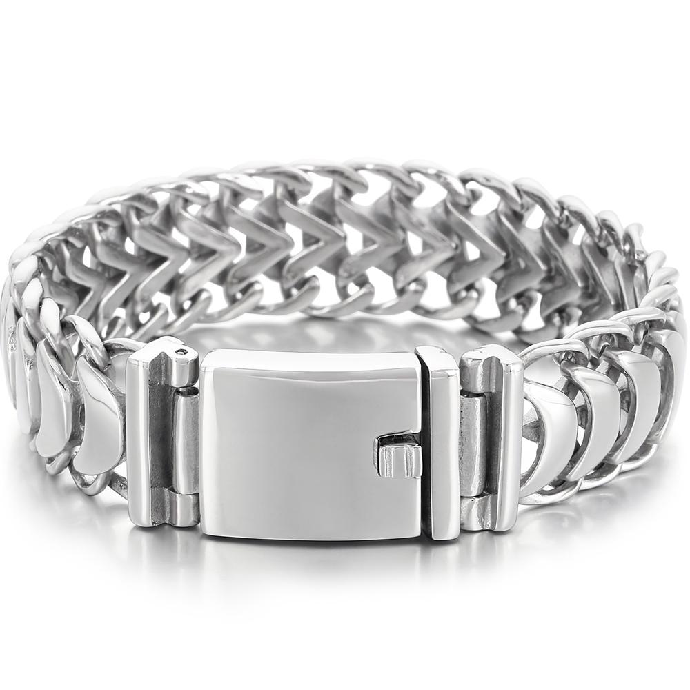 Solid Stainless Steel Keel Chain Bracelet for Men 19MM Width 19/20/22CM Black/Gold Color Man Bracelets Men's Jewelry Gifts