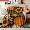 Flannel Blanket 1pc Pumpkins Sunflowers And Autumn Leaves Soft Air Conditioning Blankets Office Sofa Blankets Nap Blankets Camping