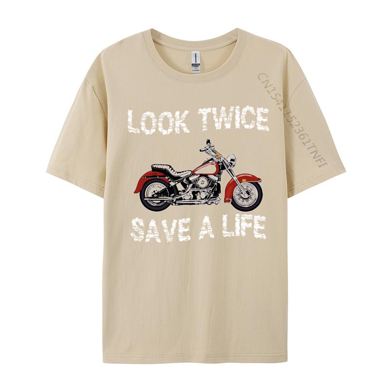 Look Twice Save A Life Motorcycle Bike Safety Fitted Limited Edition 1974 Tshirts Autumn Tees For Unisex TeeShirts Fitness Tight