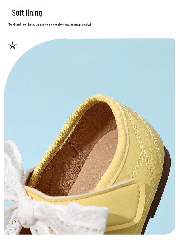 Mädchen-Schleifen-Leder-Prinzessinnenschuhe - Koreanischer Stil, Weiche Sohle, Trendige Single-Schuhe für Frühling/Herbst