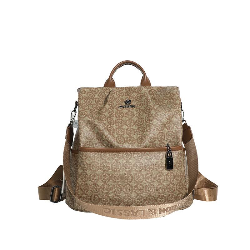 

Осенне-зимний новый модный рюкзак с принтом, женский рюкзак большой вместимости, одно плечо, повседневная ретро-сумка коричневый