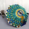 1pc Automatic Folding Umbrella with Peacock Mandala Design - Portable 3-Fold Design, 8-Bone Iron Frame Outdoor Umbrella, Perfect Festival Gift for Fan