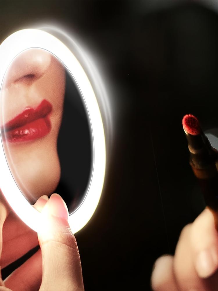 LED Cosmetic Mirror with Light, Portable Mini Pocket Size, USB Rechargeable, Touch Control Light Supplement
