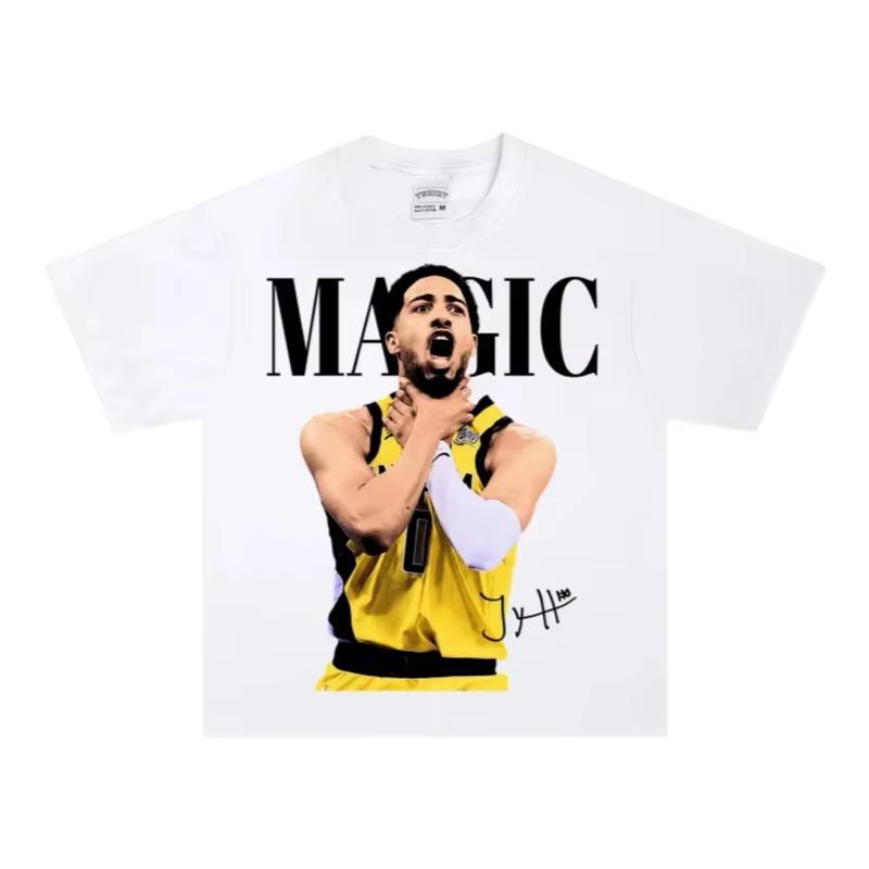 Tyrese Haliburton T-Shirt Leichte Baumwolle Harajuku Basketball Lässig Outdoor Sport Mode Übergroß Rundhals Tägliches Tragen