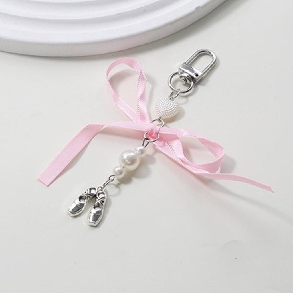 Sweet Ballet Shoes Bowknot Keychain Pendant Bag Phone Pendant Women Backpack Handbag Charm Lovely Hanging Decoration