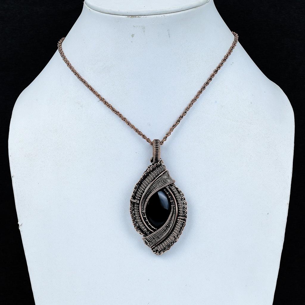 Black Onyx Jewelry, 999 Copper Wire Wrapped Pendant Handmade Gemstone Jewelry, Gifts For Wife Brand New Pendant