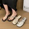 New Fashion Pearl Buckle Flip Flops Women Flat Heel Crystal Band Slippers Sexy Ladies Clip Toe Slides Shoes Rhinestone Sandals