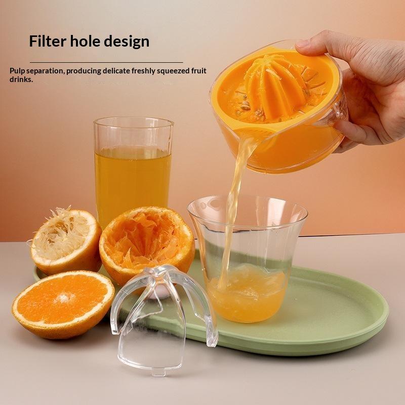 Manual Citrus Juicer Small Portable Hand Squeezer with Built-in Measuring Cup for Dorm Office Home Orange Juicing