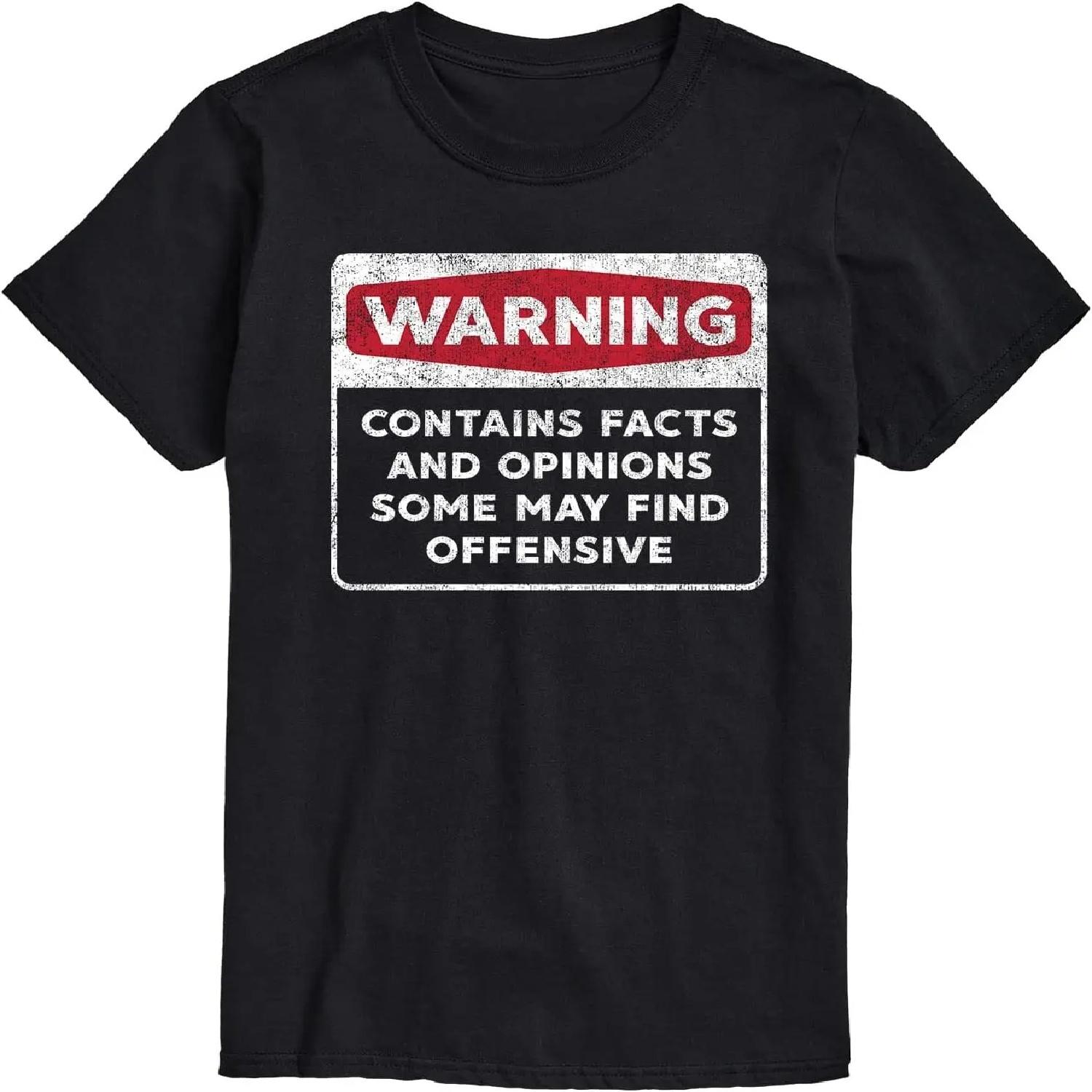 

Instant Message - Warning Contains Facts and Opinions - Men s Short Sleeve Graphic T-Shirt S чёрный