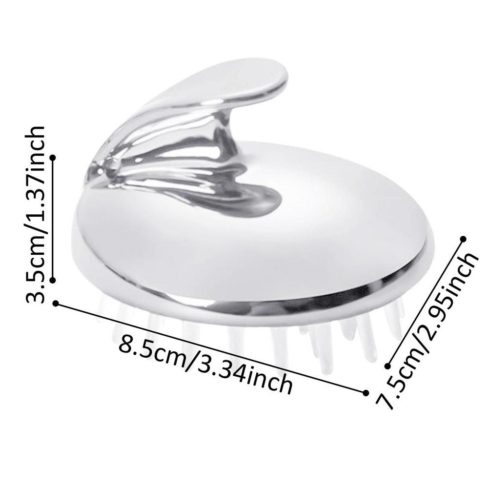 

Head Massage Instrument Silicone Hair Scalp Massage Brush Comb Shampoo Hair Washing Comb Handle Brush Spa Massage Brush срібний