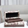 Leather Jewelry Box Imitation Horsehair Jewelry Storage Box Brown Stripes Storage Organizer Makeup Organizer Home Furnishings
