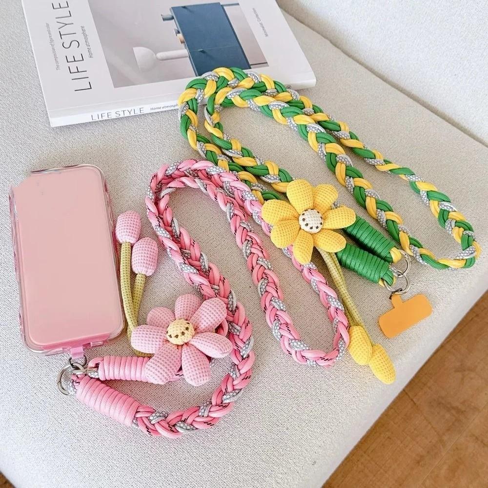 Detachable Flowers Phone Lanyard Phone Charm Crossbody Lanyard Cell Phone Strap Women Girls