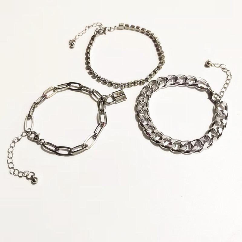 

Hot-selling retro simple thick chain jewelry women s personality creative lock-shaped mixed chain bracelet accessories