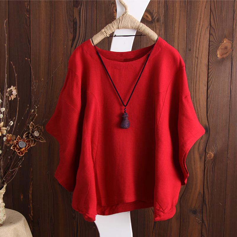 T-shirt Casual da Donna in Cotone e Righe con Maniche a Strati e Spalle Taglia L Nuova