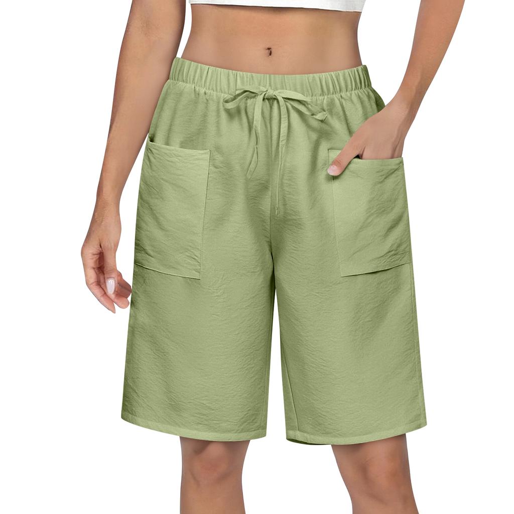 Women's Casual Loose Fit Shorts with Pockets Elastic Waistband Drawstring Solid Color Comfortable Lightweight Summer Bottoms