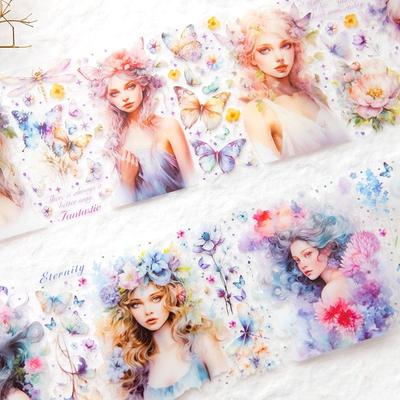 1Roll Girl's Flower Dream Series PET Tape Scrapbooking Stickers Perfect Collage Journaling Craft Diary Pomôcky pre domácich majstrov