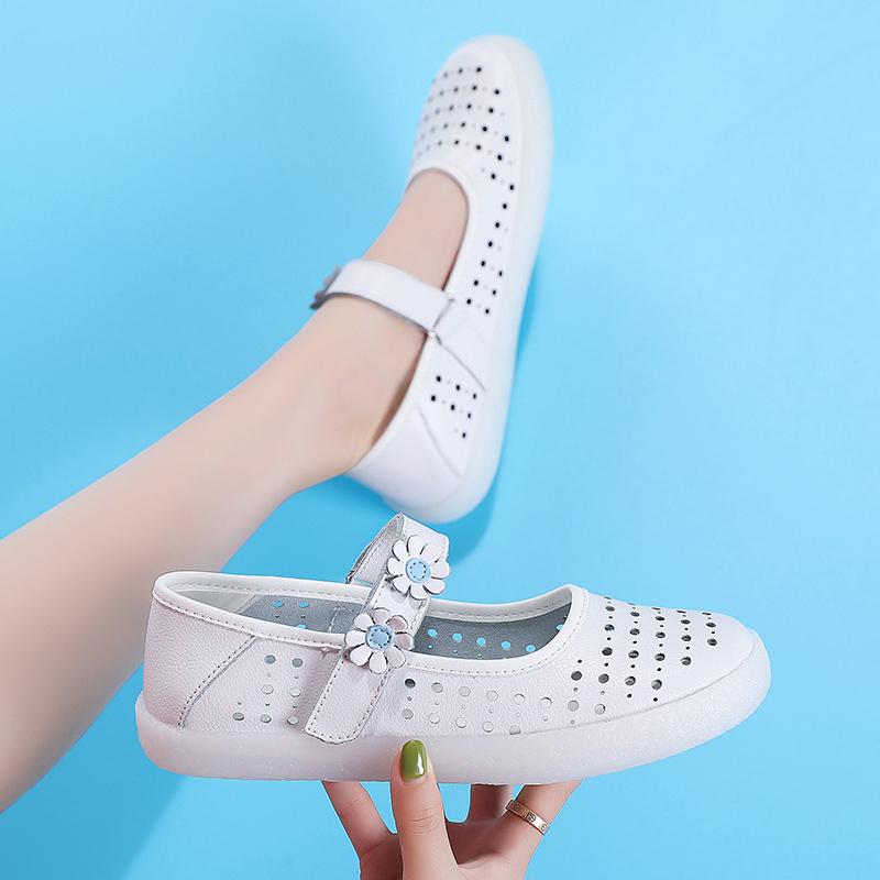 

Womens Walking Shoes Fashion Hospital Comfort Nurse Shoe Non-Slip Breathable Leather Ladies Casual Shoes Flat Versatile Shoes 35