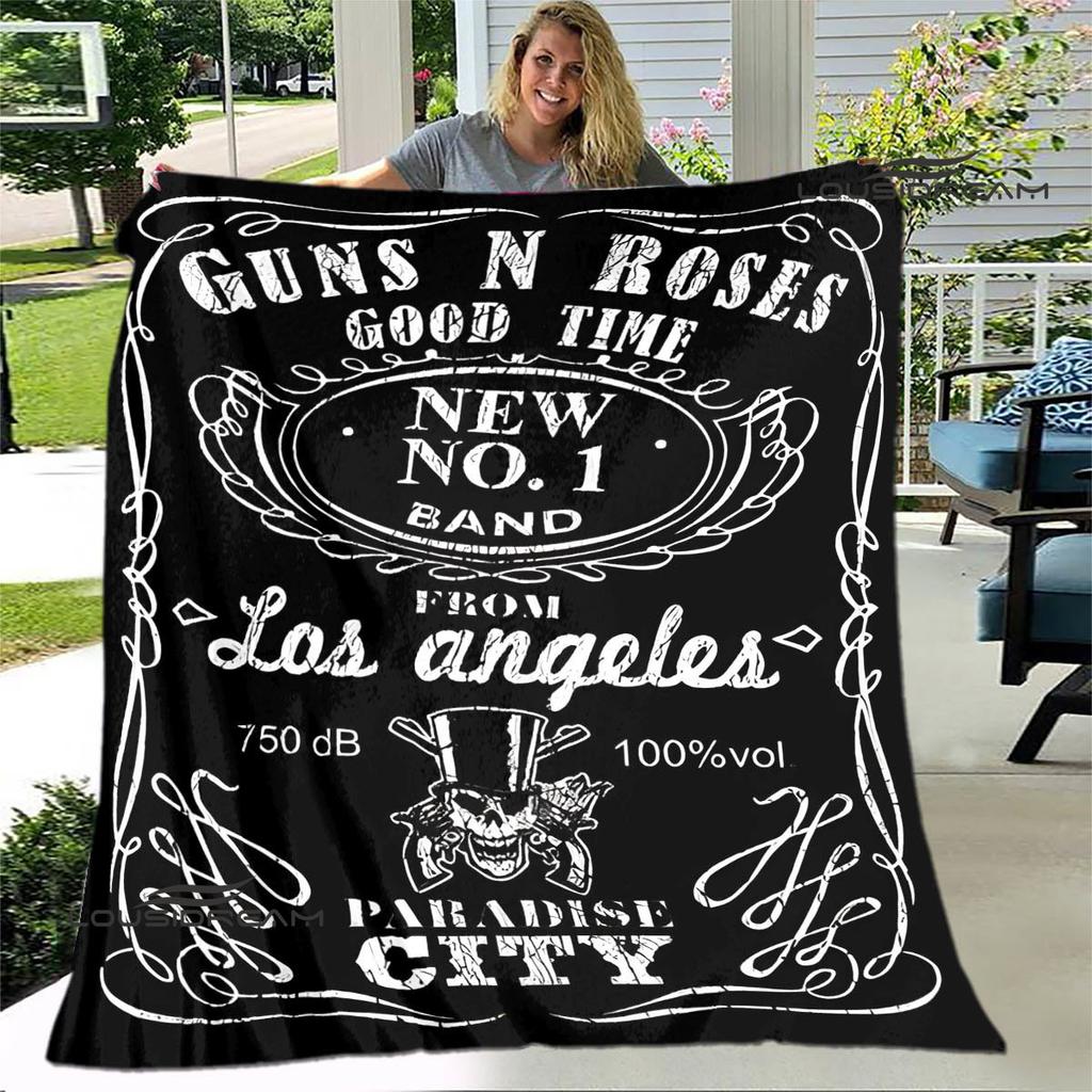 Guns n'roses band retro print blanket Flannel Soft Comfort Blanket Home Travel Blanket Kids Warm Blanket birthday gift