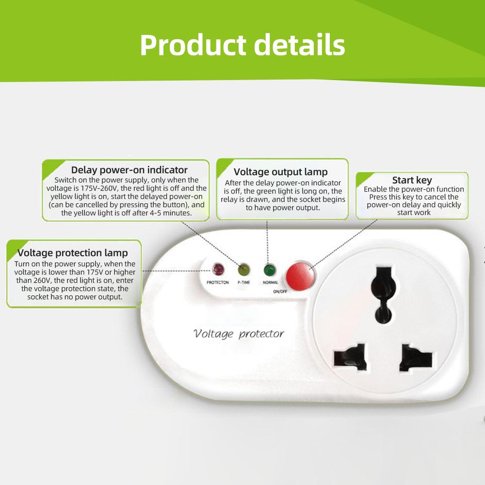 Elektronická napěťová a přepěťová ochrana pro ledničku s jednou zásuvkou 2000W 16A nástěnná domácí