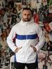 Men's Athletic Windbreaker White, Blue with Red Custom Wear