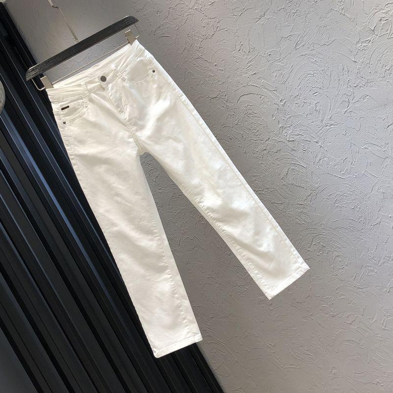 Women's High Waist Slimming White Straight-Leg Jeans - Petite Summer 2024 Casual Elastic Cigarette Pants