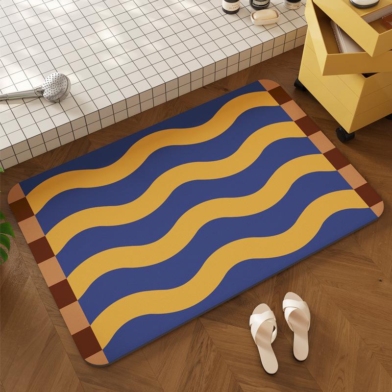 Small Fresh Diatom Mud Floor Mat, Non-Slip And Wear-Resistant Floor Mat At The Bathroom Door, Household Water-Absorbing Quick-Drying And Easy-To-Take-
