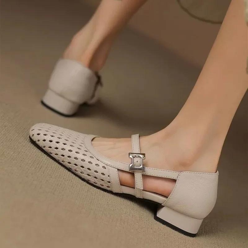 Fashion 2025 Hot Sale Shoes Female Shallow Women's High Heels Fashion Buckle Strap Dress New Square Toe Best Seller Heels Women Zapatos