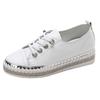 Fashion Women Platform Flats shoes Casual female Genuine Leather Walking flats Loafers for women White crystal Comfort Vacation shoes