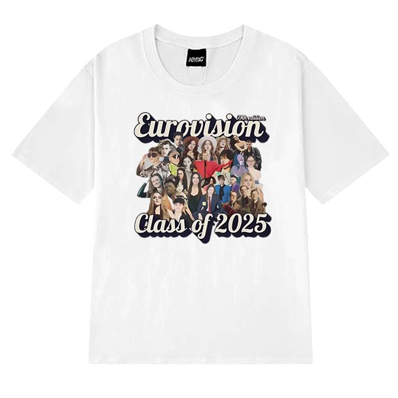 Hot Sale Eurovision Song Contest Class of 2025 Unisex Short Sleeve T Shirts Men Women Cotton Short Sleeve T-shirt Cotton Tops