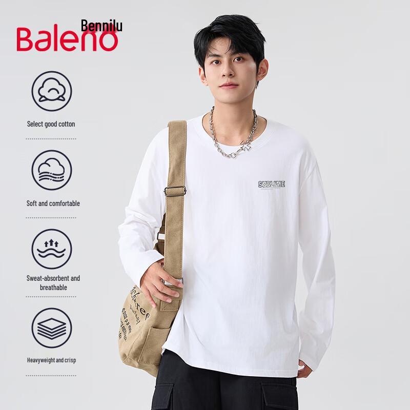 Baleno Men's Basic Long-Sleeve Pure Cotton T-Shirt