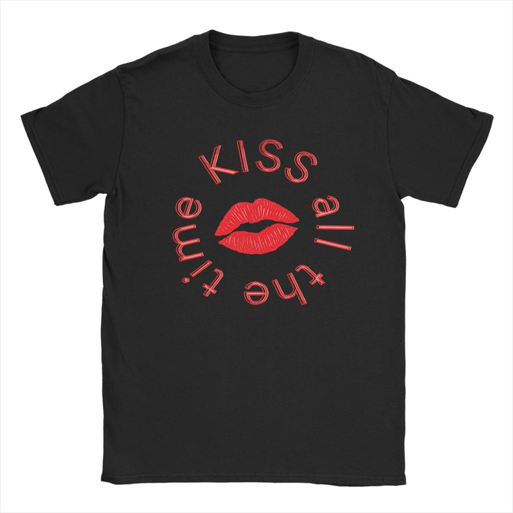 Unisex Unisex Harrys Kiss All The Time Album T Shirts Styles Pure Cotton Tops Vintage Short Sleeve Crewneck Tees Plus Size Tshirt